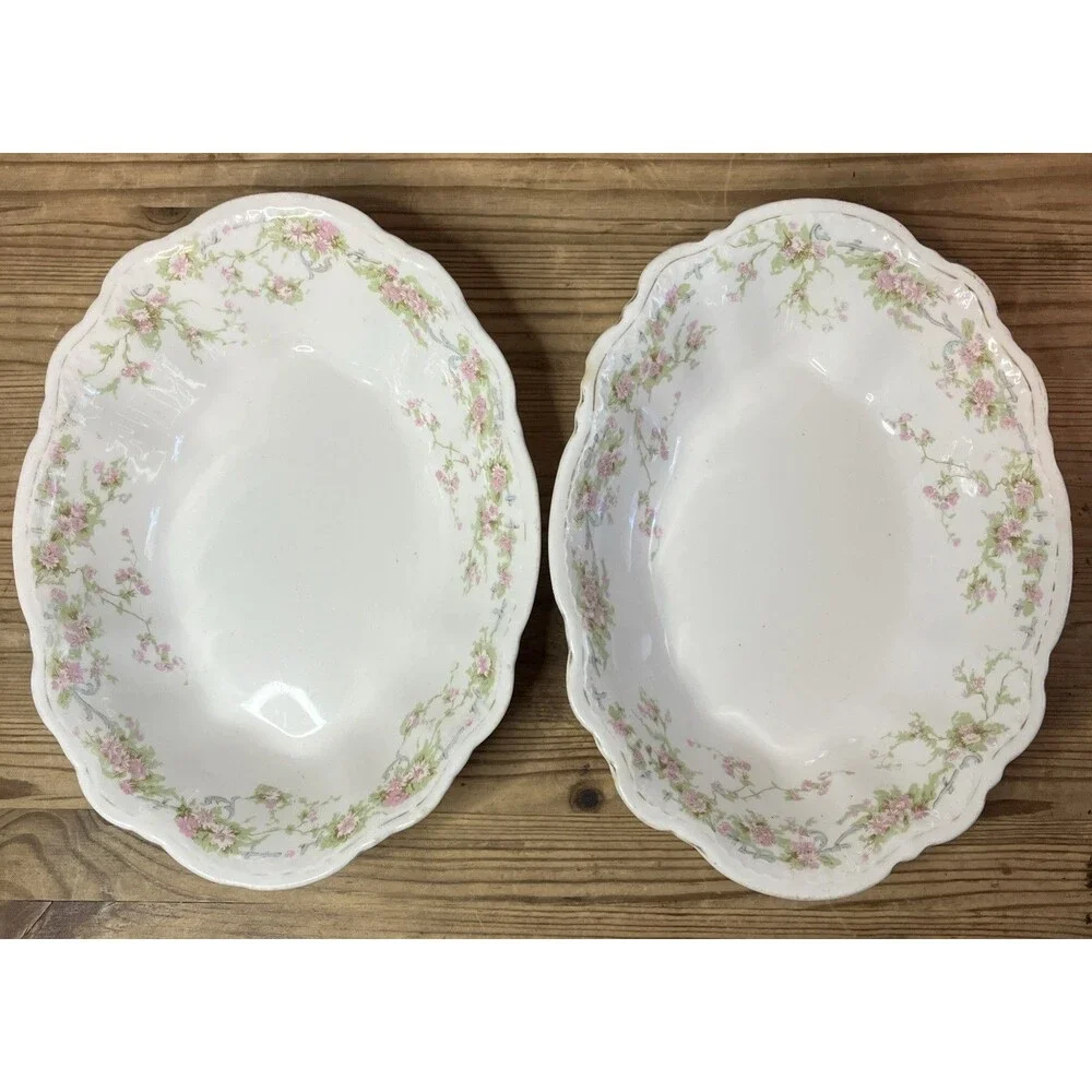 Antique Homer Laughlin HUDSON 2 Serving Bowls With 1 Under Plate Floral Pattern
